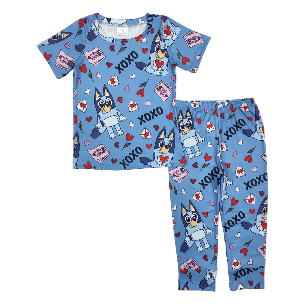 Blue Cartoon Dog Valentine's Day Set