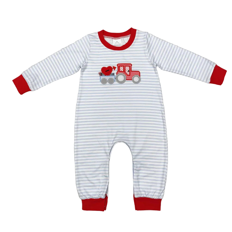 Heart Embroidery Stripes Print Sibling Valentine's Day Matching Clothes