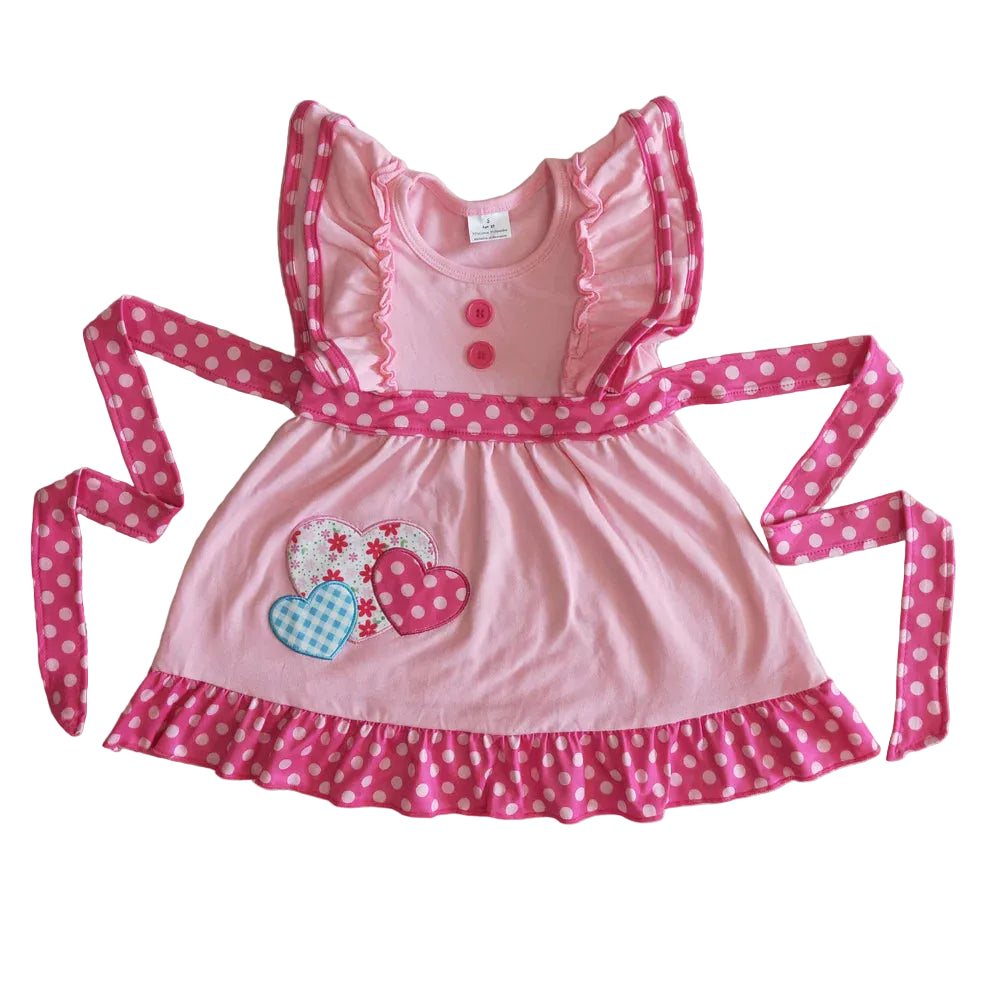 Pink Polka Dot Embroidered Dress