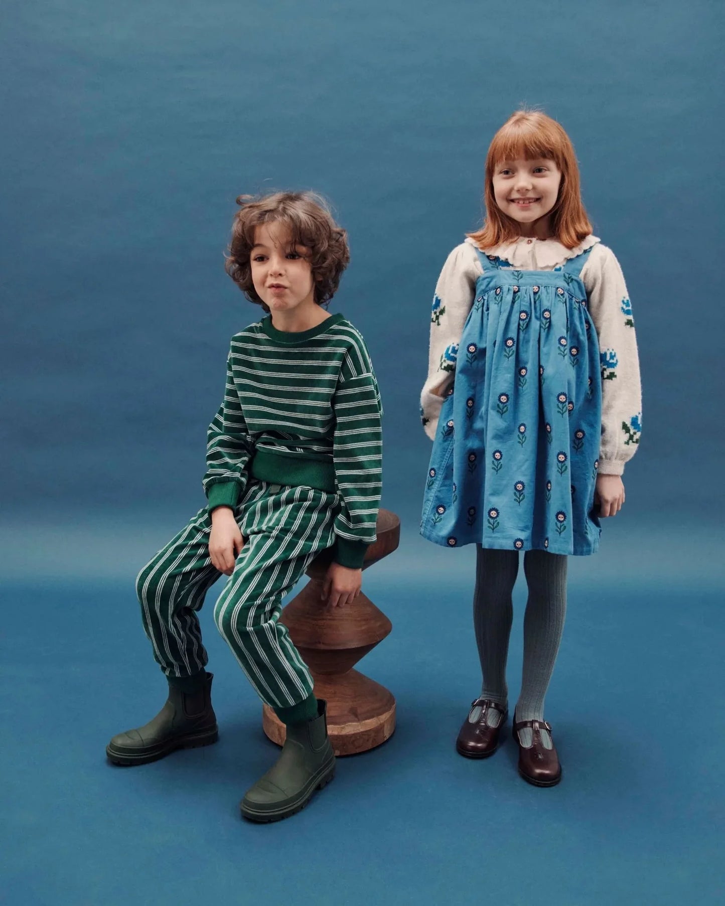 Children's Sweater 2025 Autumn EM series Girls' Country Style embroidered Flower shirtlong Pants Overalls Girls' set