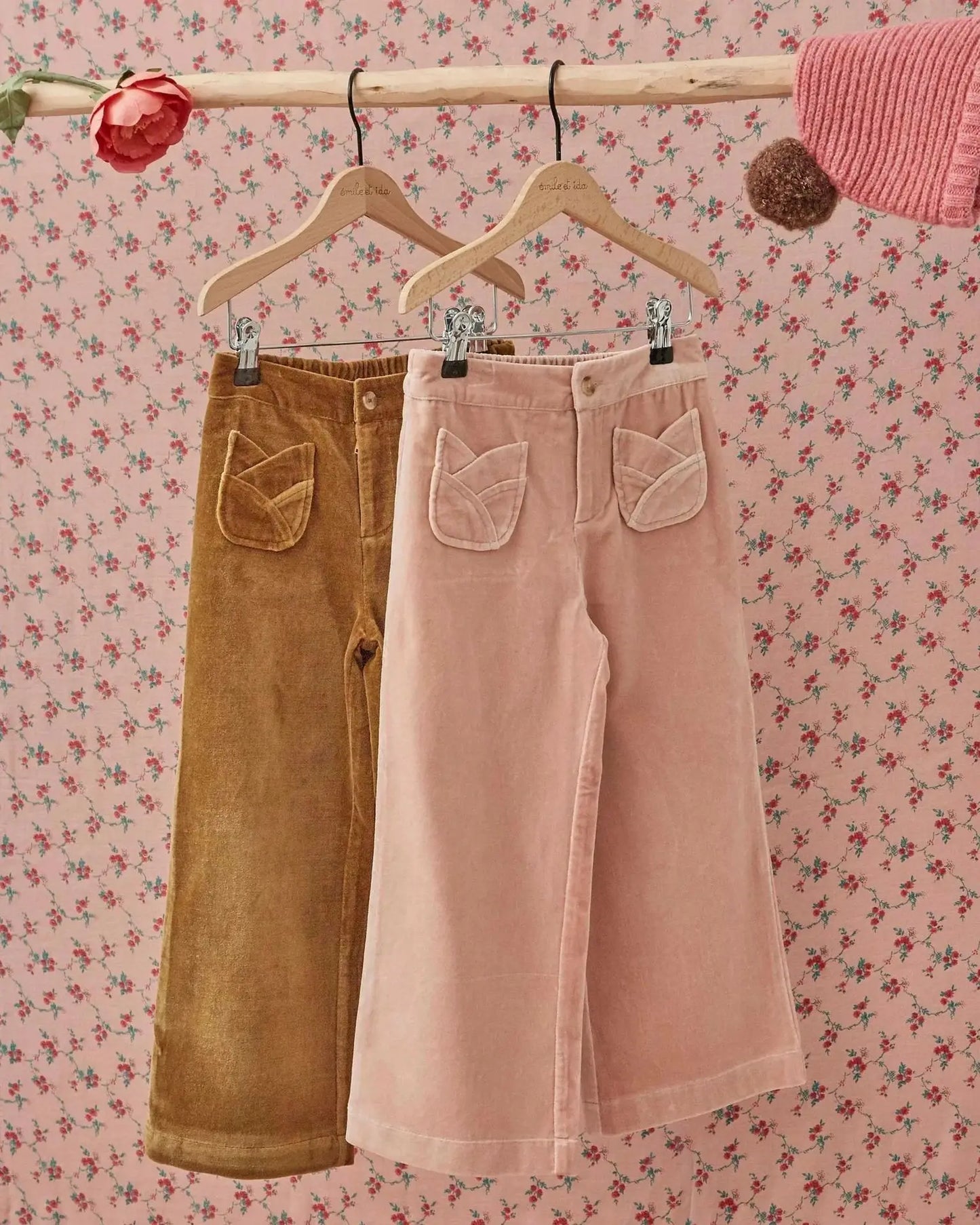 Children's Sweater 2025 Autumn EM series Girls' Country Style embroidered Flower shirtlong Pants Overalls Girls' set