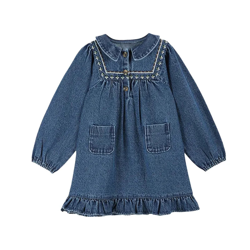 Children's Sweater 2025 Autumn EM series Girls' Country Style embroidered Flower shirtlong Pants Overalls Girls' set