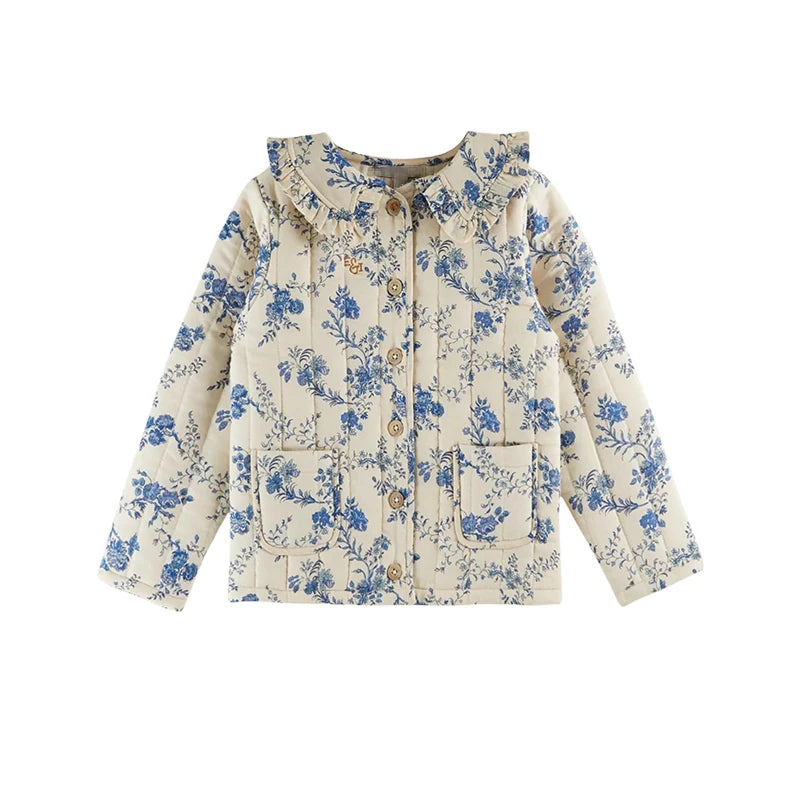 Children's Sweater 2025 Autumn EM series Girls' Country Style embroidered Flower shirtlong Pants Overalls Girls' set