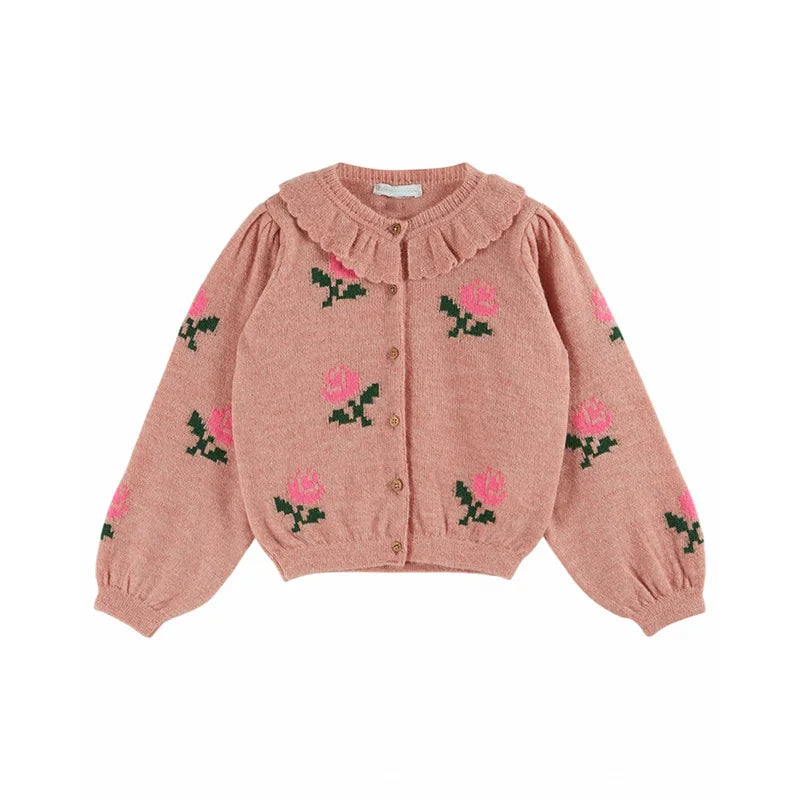Children's Sweater 2025 Autumn EM series Girls' Country Style embroidered Flower shirtlong Pants Overalls Girls' set