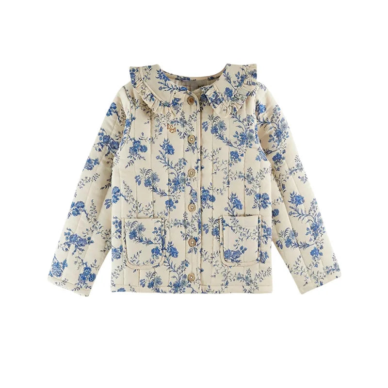 Children's Sweater 2025 Autumn EM series Girls' Country Style embroidered Flower shirtlong Pants Overalls Girls' set